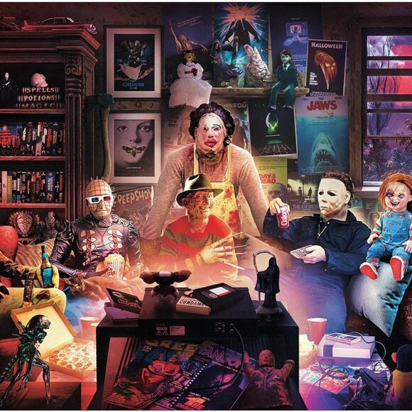 Halloween Spooky Gothic Horror Night Watch Party 1000-Piece Jigsaw Puzzle - Picture 1 of 3
